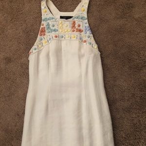 BCBGMax Azria white linen embellished dress